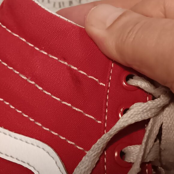 Vans women's red canvas Sk8 Hi-Top athletic shoes sz 8 (or men's 6.5) - Picture 11 of 15